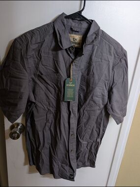 Outdoor Life Men’s Short-Sleeve Button-Down Shirt — Charcoal Gray